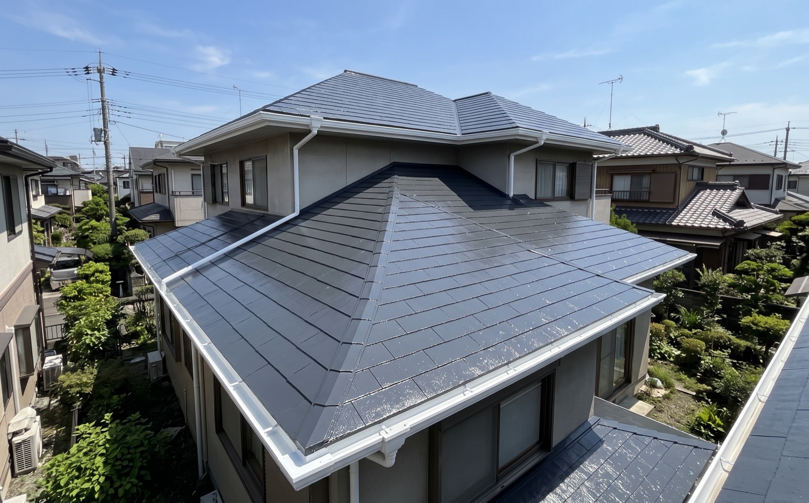 塗り替えを終えた屋根