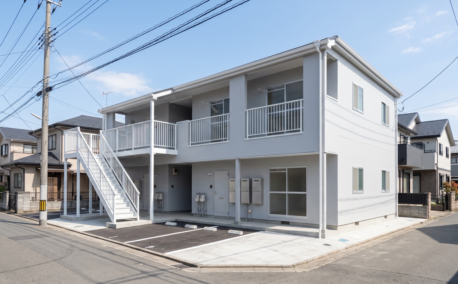 塗り替えを終えたアパート